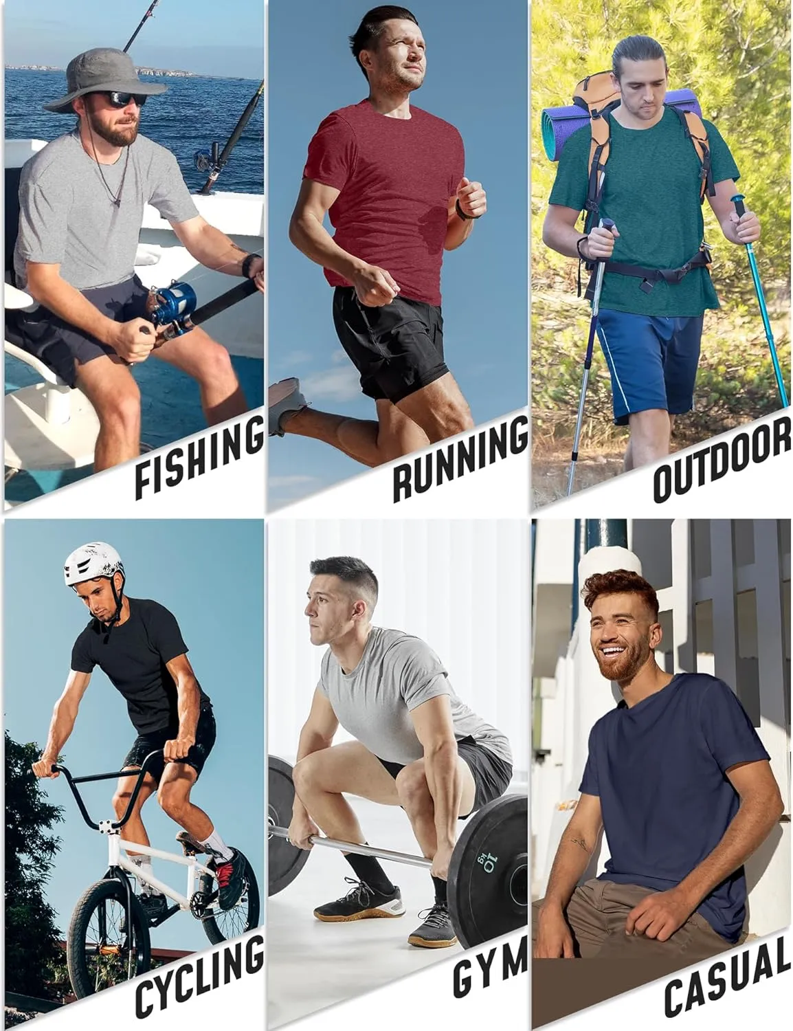 5 Pack T Shirts for Man UPF 50  Short Sleeve Dry Fit Workout T-Shirts Gym Running Activewear Tee Summer Tops
