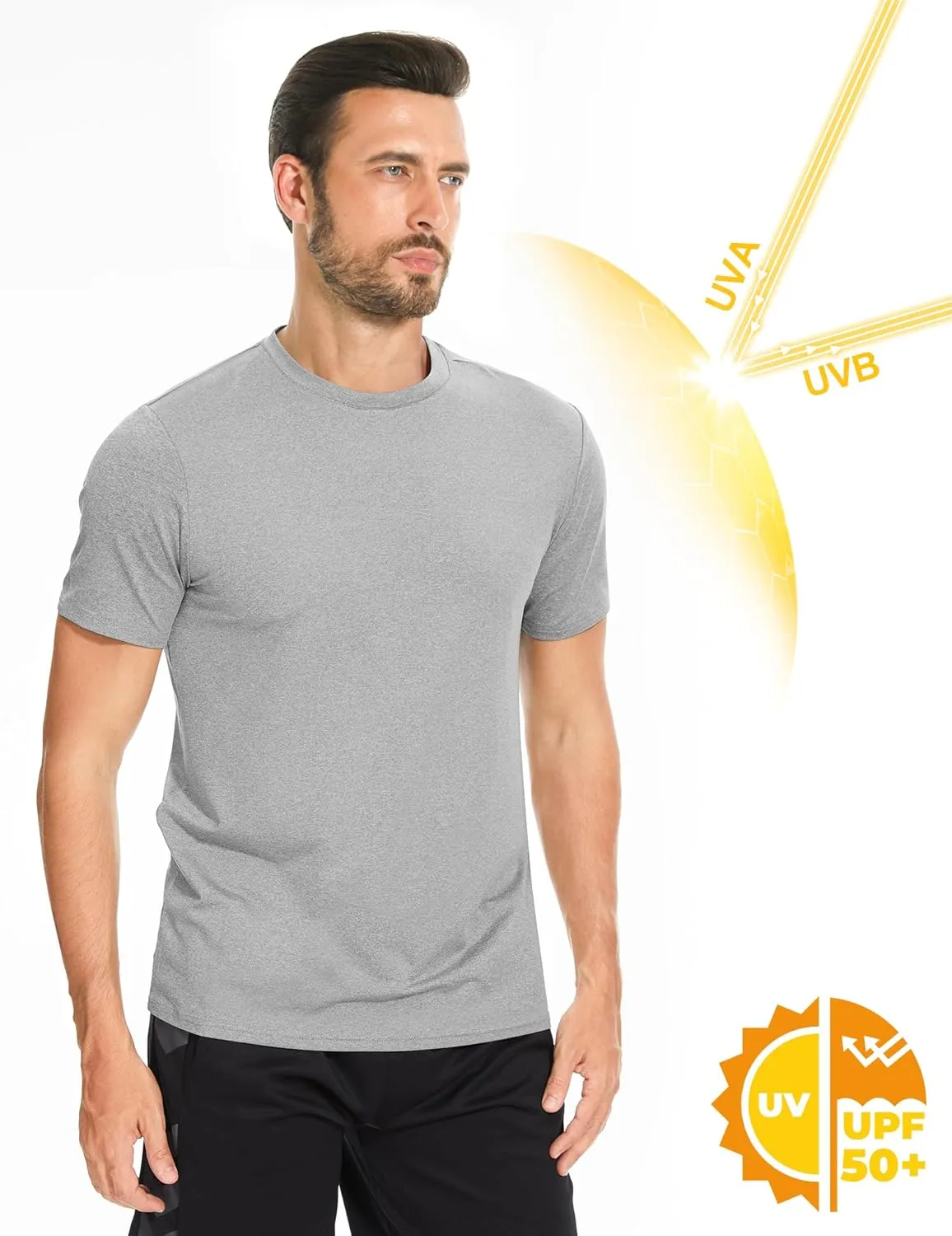 5 Pack T Shirts for Man UPF 50  Short Sleeve Dry Fit Workout T-Shirts Gym Running Activewear Tee Summer Tops