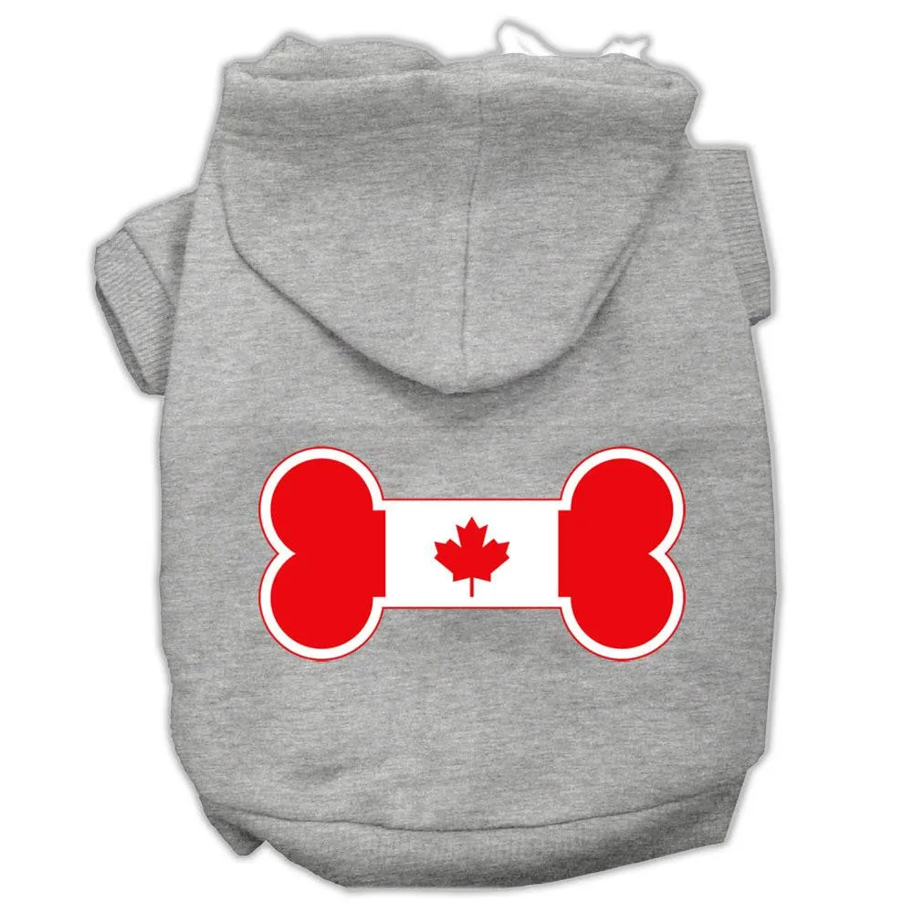 Bone Shaped Canadian Flag Screen Print Pet Hoodies Grey Xs (8)