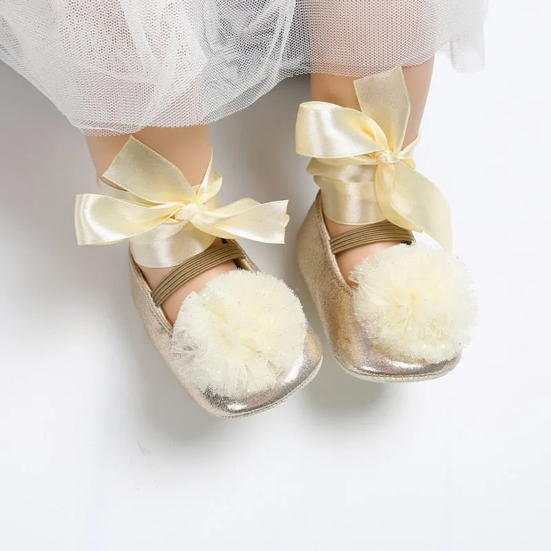 Bow Knot Pompom Shoes