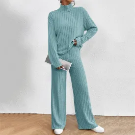 Casual Ribbed Knit Lounge Set Two Piece Outfit
