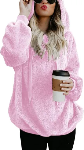 Century Star Womens Fuzzy Hoodies Pullover Sport Hoodie Cozy Oversized Pockets Hooded Sweatshirt Athletic Fleece Hoodies