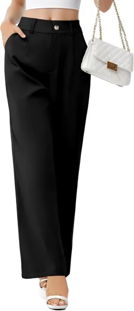 Dress Pants Women High Waisted Business Casual Pants Trendy Flowy Straight Leg Trouser Pants Office Outfits