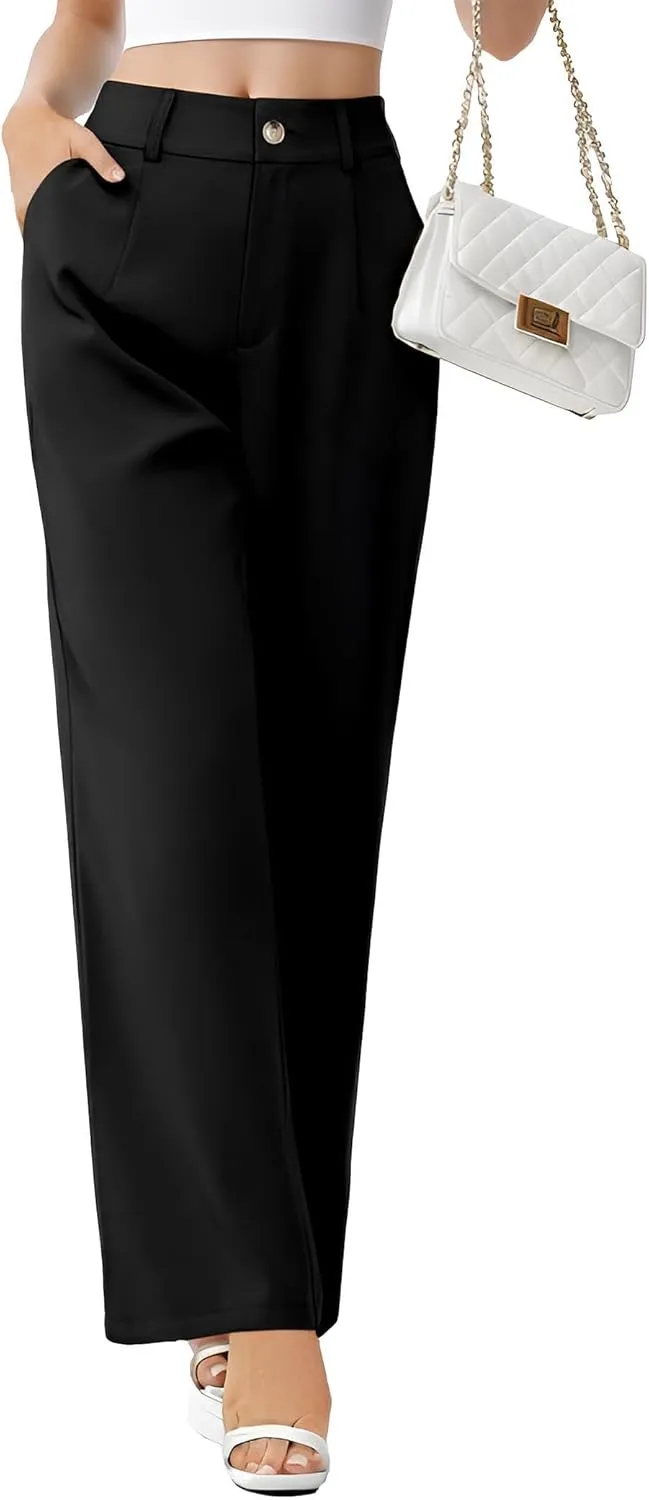 Dress Pants Women High Waisted Business Casual Pants Trendy Flowy Straight Leg Trouser Pants Office Outfits