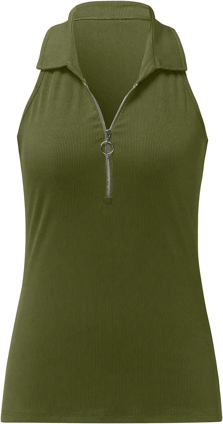 FQZWONG Tank Top for Women Trendy Summer Sleeveless Vest Shirts Casual Solid Tees Lightweight Ladies Blouses Vacation Outfits