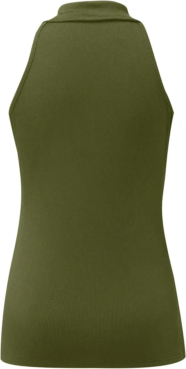 FQZWONG Tank Top for Women Trendy Summer Sleeveless Vest Shirts Casual Solid Tees Lightweight Ladies Blouses Vacation Outfits