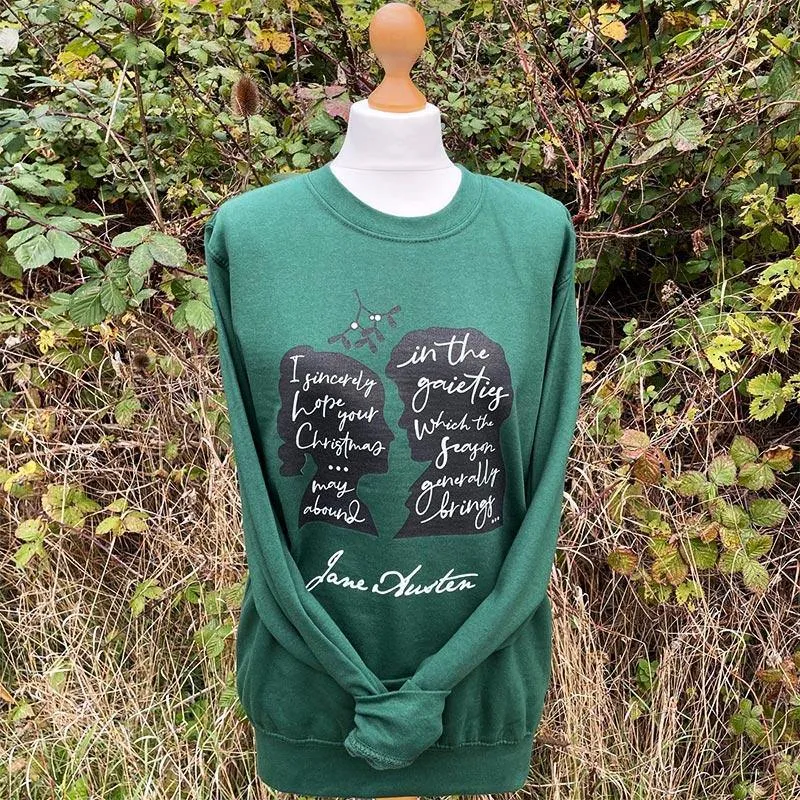 Jane Austen Christmas Sweater in Green