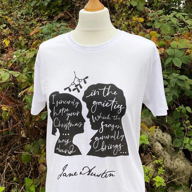 Jane Austen Christmas T-Shirt in White