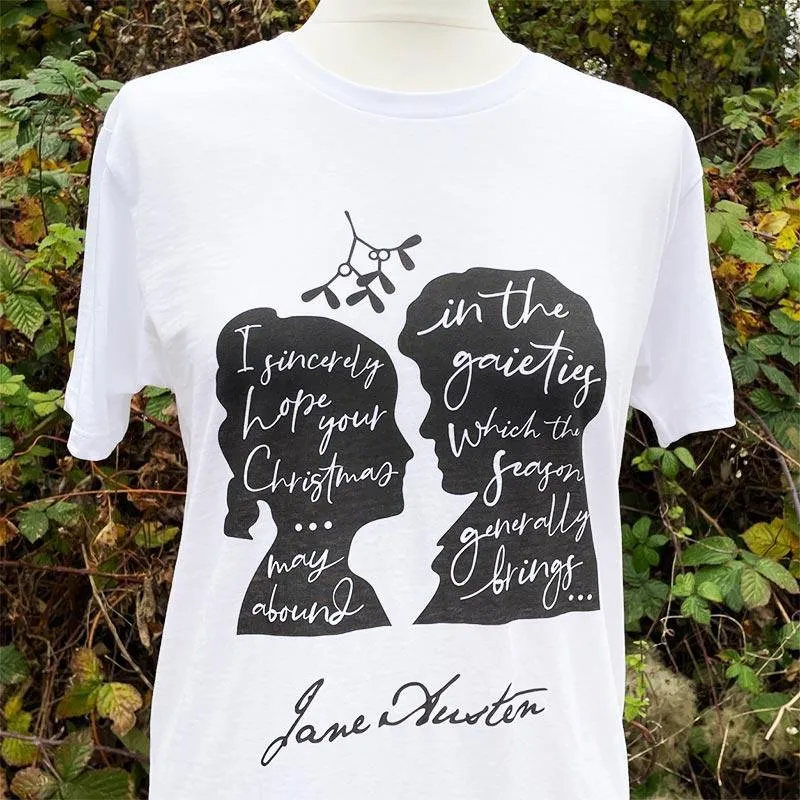 Jane Austen Christmas T-Shirt in White