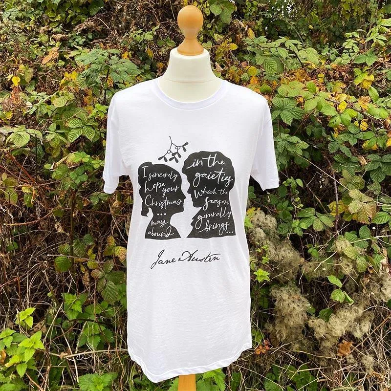 Jane Austen Christmas T-Shirt in White