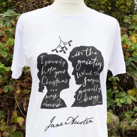 Jane Austen Christmas T-Shirt in White