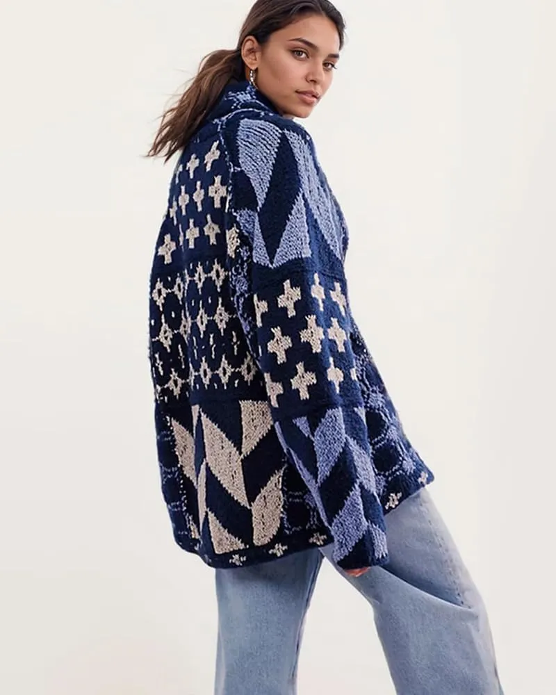 LaurelTree Womens Cardigan Sweaters Open Front Button up Weaters Y2k Knit Chunky Winter Outerwear Coats with Hem Drawstring