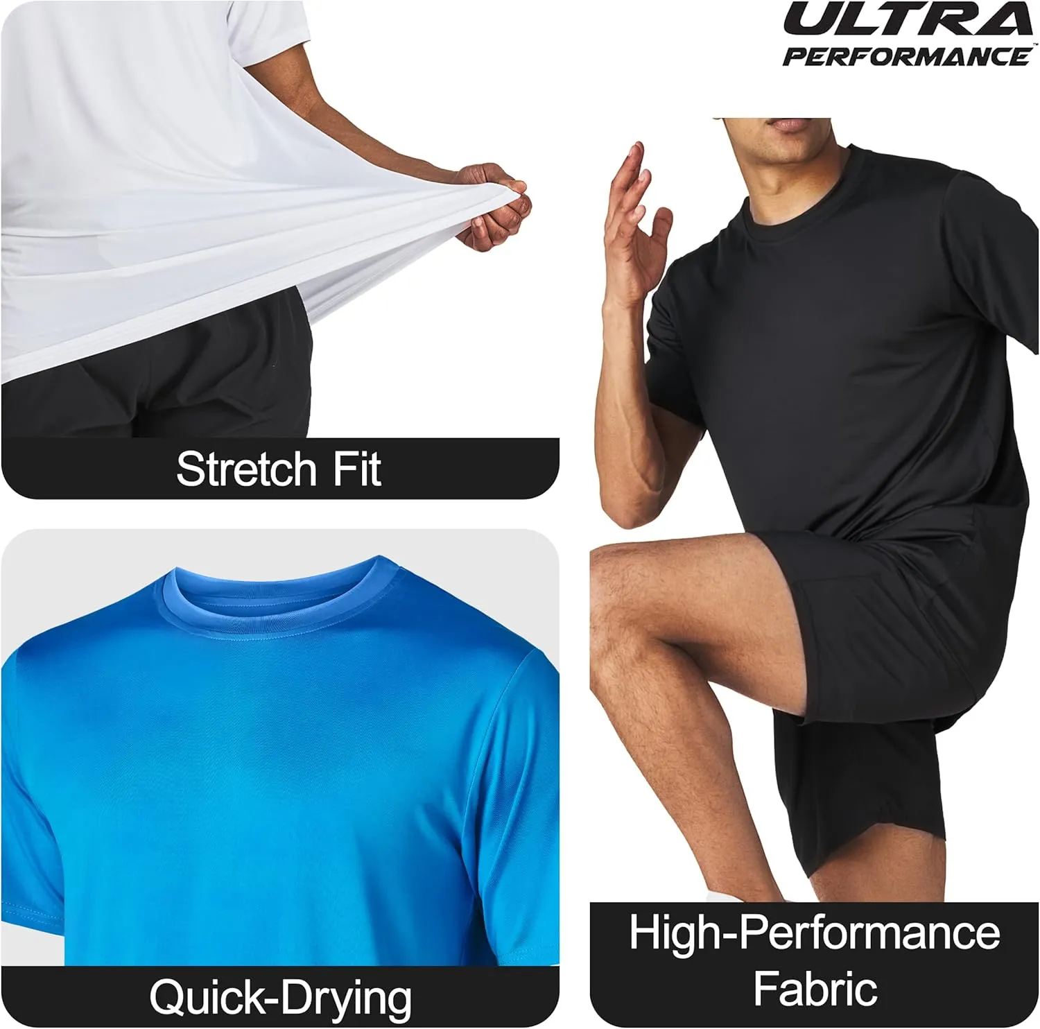 Mens Workout Short Sleeve Athletic Gym T-Shirts 3 Pack Mens Dry Fit Running Shirt Moisture Wicking Active Crew Tees for Men