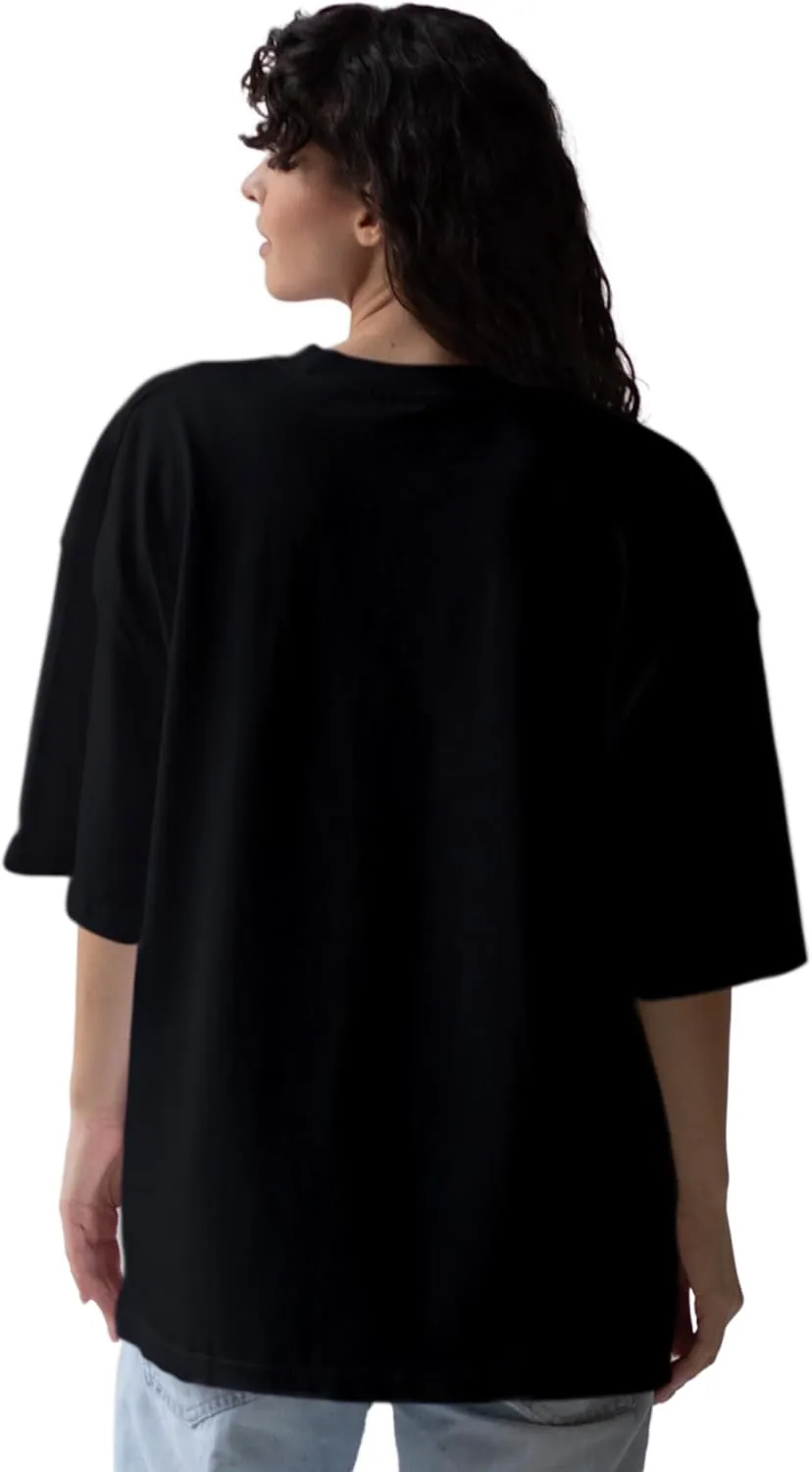 Mystical Cat Anime Oversized T-Shirts for Women, 100% Cotton T-Shirts, Perfect for Casual Wear & Gifting | WB.6.60