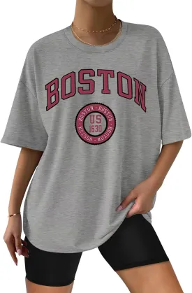 ORANDESIGNE Women Oversized Letter Print T Shirts Crewneck Graphic Short Sleeve Tees ORANDESIGNE Women Oversized Letter Print T Shirts Crewneck Graphic Short Sleeve Tees