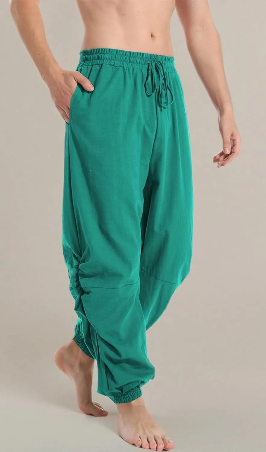 PACEIADTA Mens Casual Cotton Linen Pants Casual Elastic Waist Drawstring Yoga Jogger Pants