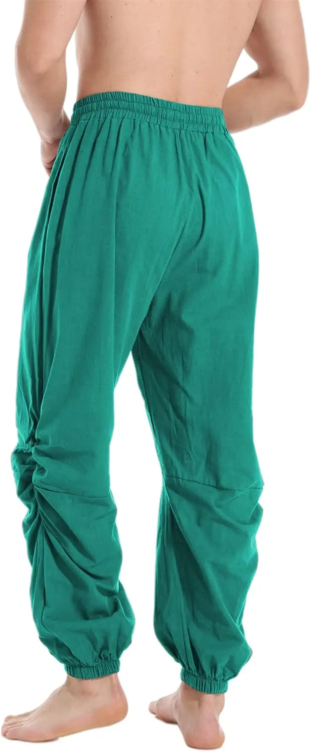 PACEIADTA Mens Casual Cotton Linen Pants Casual Elastic Waist Drawstring Yoga Jogger Pants