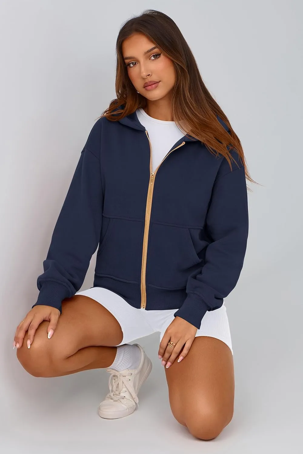 PRETTYGARDEN Women's Zip Up Hoodie Sweatshirt Y2K Fall Fashion Clothes Long Sleeve Loose Fit Pockets Casual Trendy Jacket
