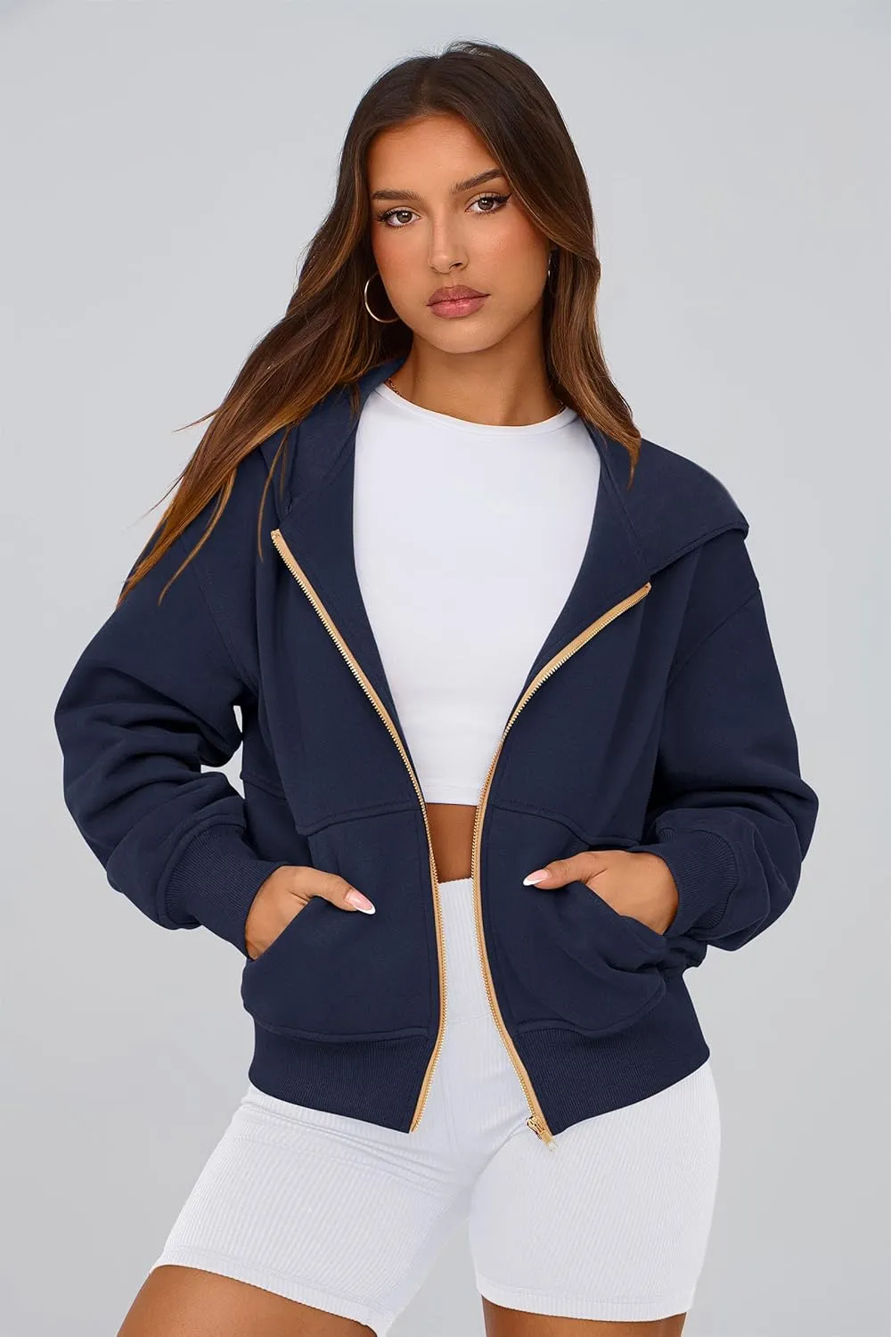 PRETTYGARDEN Women's Zip Up Hoodie Sweatshirt Y2K Fall Fashion Clothes Long Sleeve Loose Fit Pockets Casual Trendy Jacket