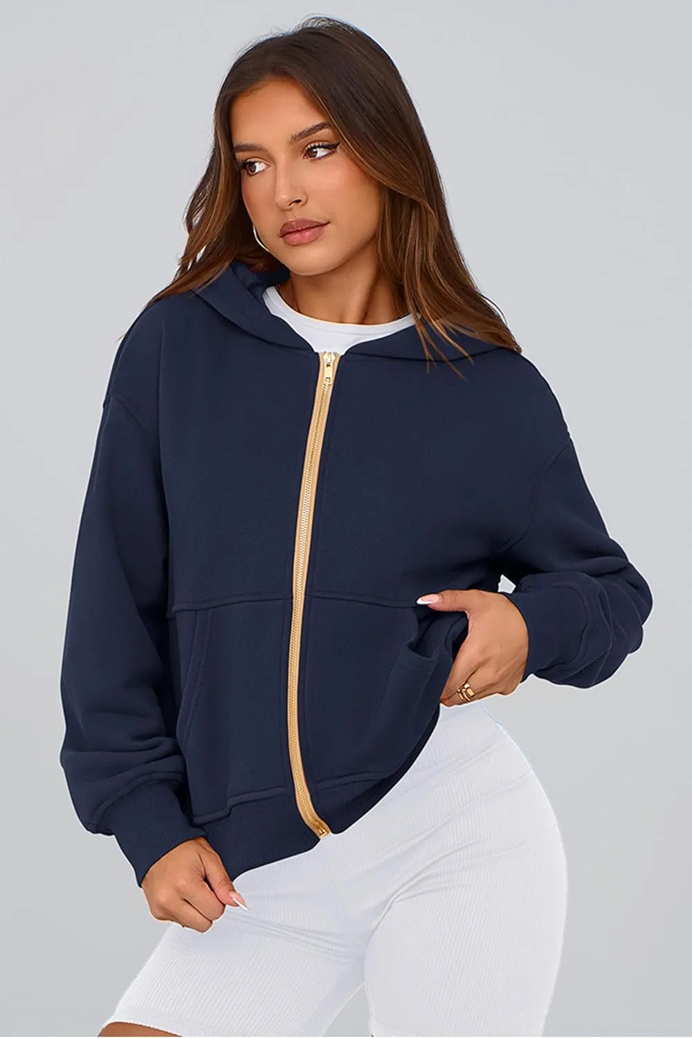 PRETTYGARDEN Women's Zip Up Hoodie Sweatshirt Y2K Fall Fashion Clothes Long Sleeve Loose Fit Pockets Casual Trendy Jacket