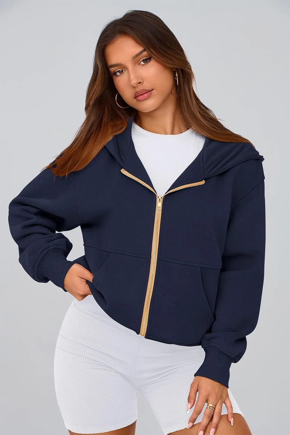 PRETTYGARDEN Women's Zip Up Hoodie Sweatshirt Y2K Fall Fashion Clothes Long Sleeve Loose Fit Pockets Casual Trendy Jacket