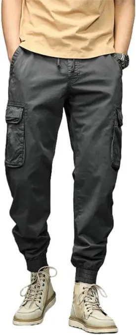 USTZFTBCL Men's Japanese Retro Wide Leg Casual Versatile Cuffed Cargo Pants Loose Fit Stretch Sports