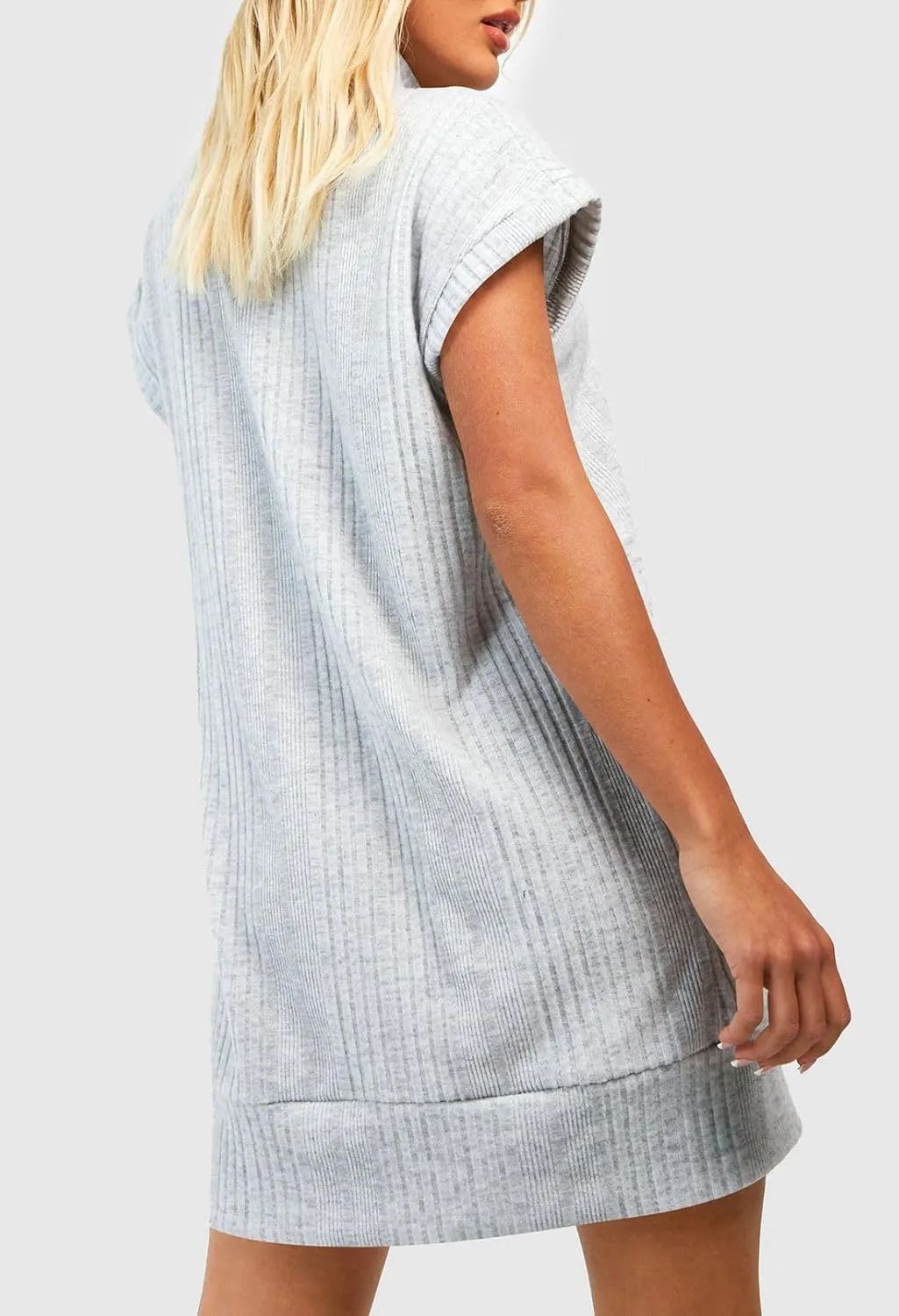 Viottiset Women's Turtleneck Oversized Sweater Dress Sleeveless Mid Thick Ribbed Tunic Sweater Vest Dresses