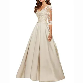 Women's A-Line Floral Lace Bridesmaid Dress Prom Party Dress