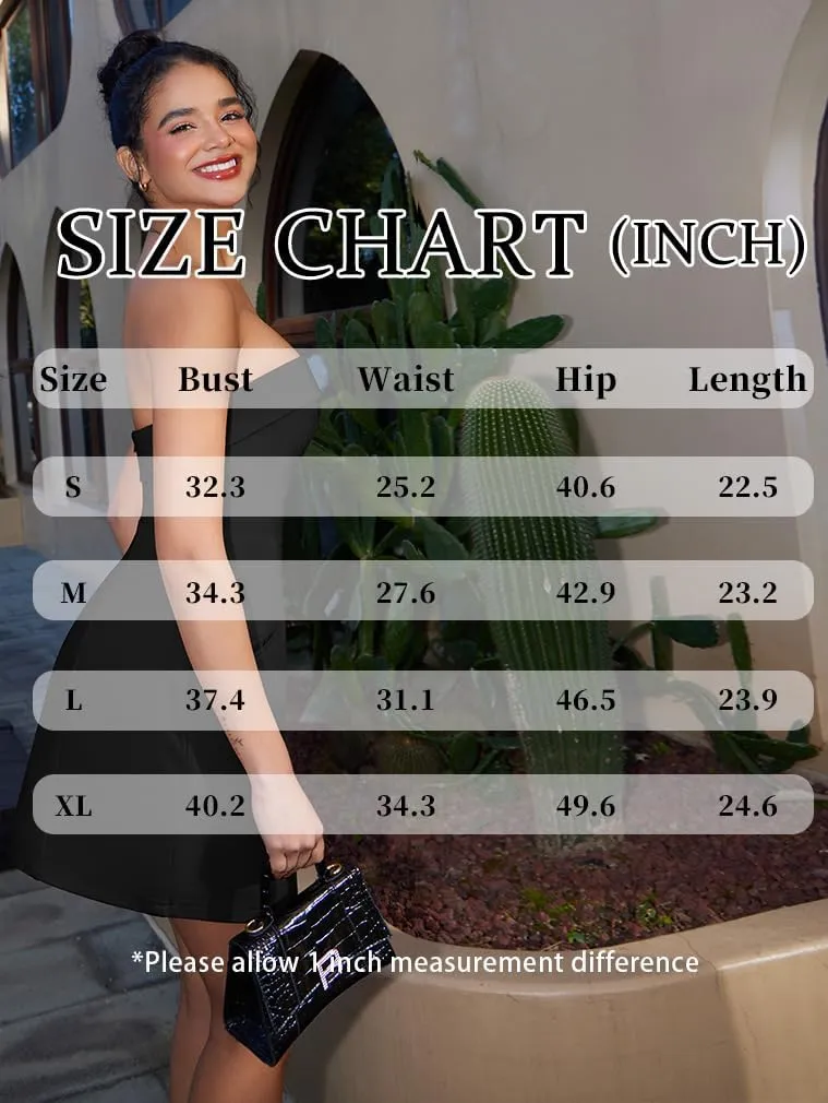 XXTAXN Women's Summer Sexy Sleeveless Tube Formal Party A-line Tulip Back Zipper Mini Dress