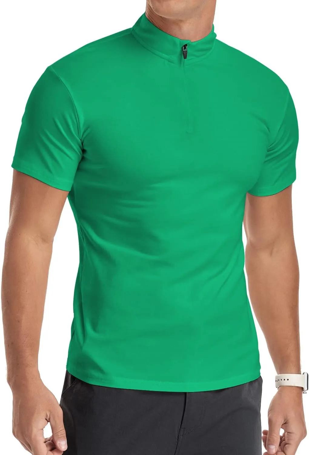 YTD Men's Long/Short Sleeve Polo Shirts Quarter-Zip Casual Slim Fit Mock Neck Basic Designed Cotton Shirts